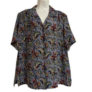 Donnkenny Women  SZ 2X Blouse Vines Leaves Goblincore‎ Casual